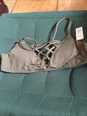 l*space Olive Lace-Up Bikini top new medium